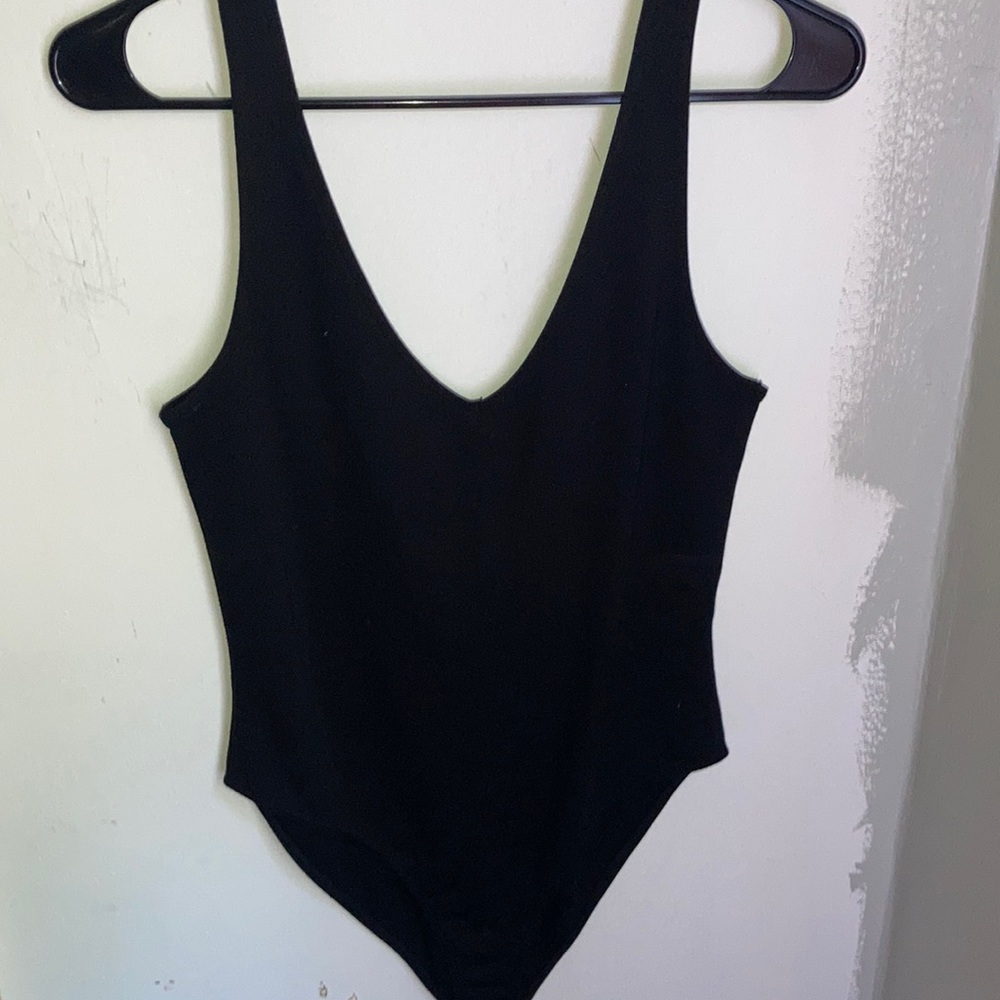 Black v-neck body suit